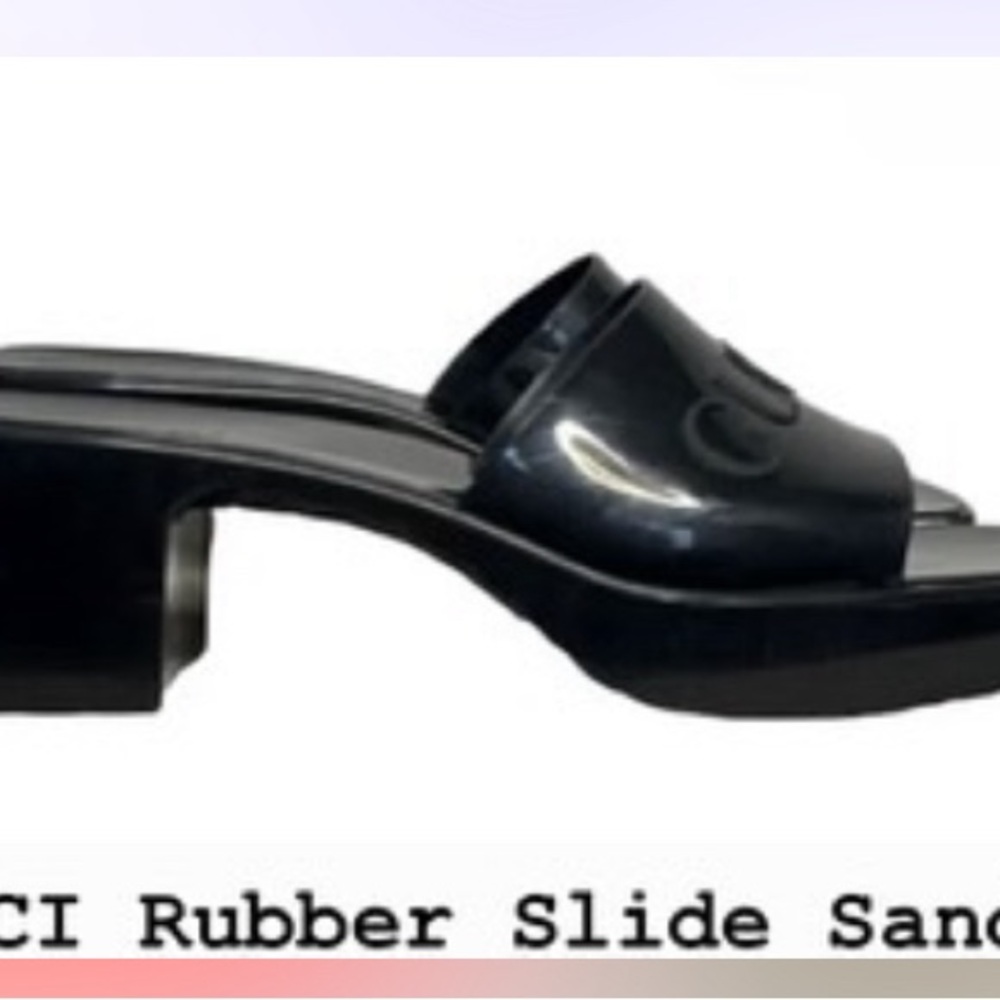 Gucci Black Mules with Glossy Finish and Chunky Sole